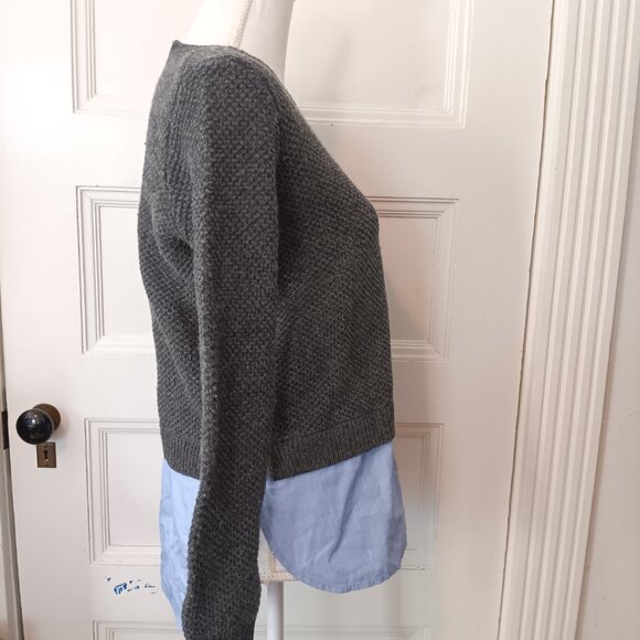 J. Crew Grey & Blue Wool Shirttail Sweater - Picture 3 of 10
